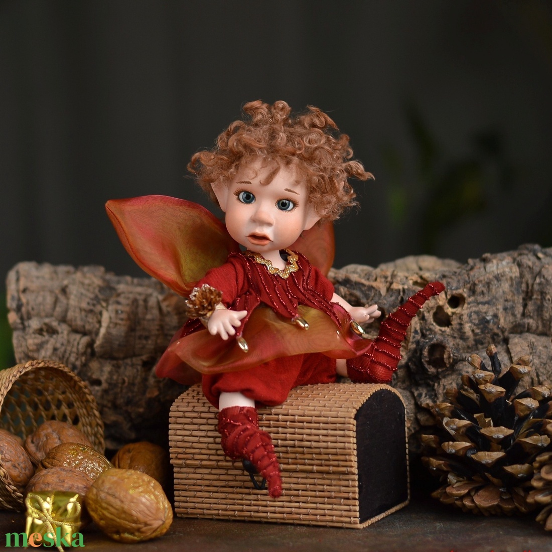 Karácsonyi tündérke: ALINKA - porcelán, mozgatható - karácsony - karácsonyi lakásdekoráció - karácsonyi manók, figurák - Meska.hu