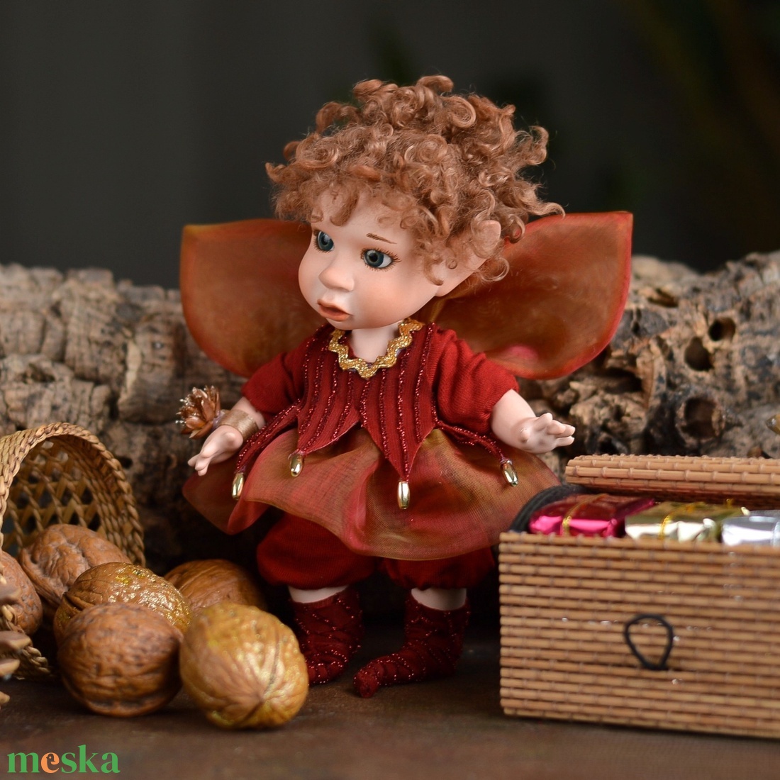 Karácsonyi tündérke: ALINKA - porcelán, mozgatható - karácsony - karácsonyi lakásdekoráció - karácsonyi manók, figurák - Meska.hu