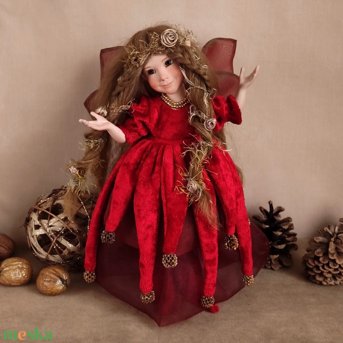 Karácsonyi tündér: ANGELIKA - porcelán, mozgatható  - karácsony - karácsonyi lakásdekoráció - karácsonyi manók, figurák - Meska.hu