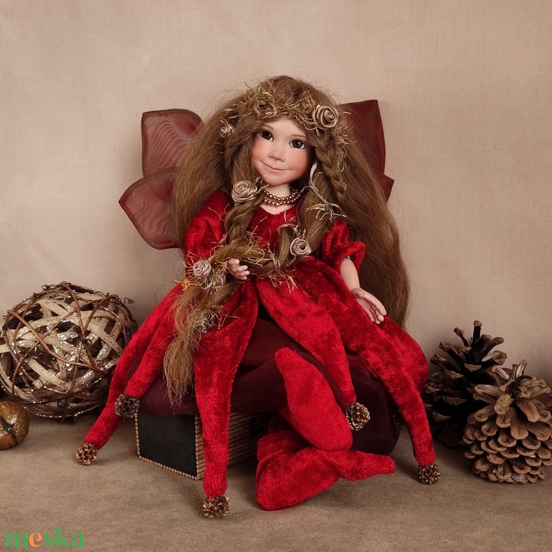 Karácsonyi tündér: ANGELIKA - porcelán, mozgatható  - karácsony - karácsonyi lakásdekoráció - karácsonyi manók, figurák - Meska.hu