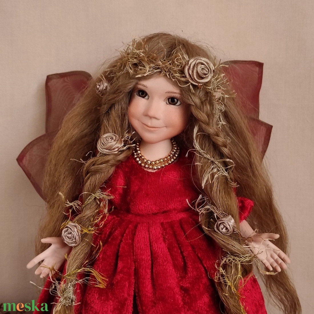 Karácsonyi tündér: ANGELIKA - porcelán, mozgatható  - karácsony - karácsonyi lakásdekoráció - karácsonyi manók, figurák - Meska.hu