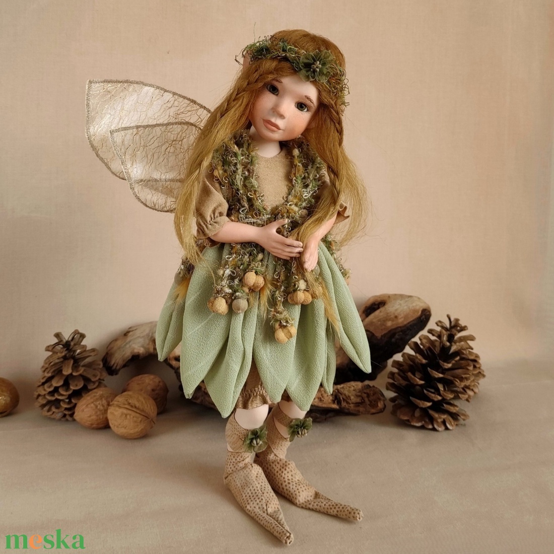 LARA - bájos nagy porcelán tündér, mozgatható - otthon & életmód - dekoráció - dísztárgy - Meska.hu