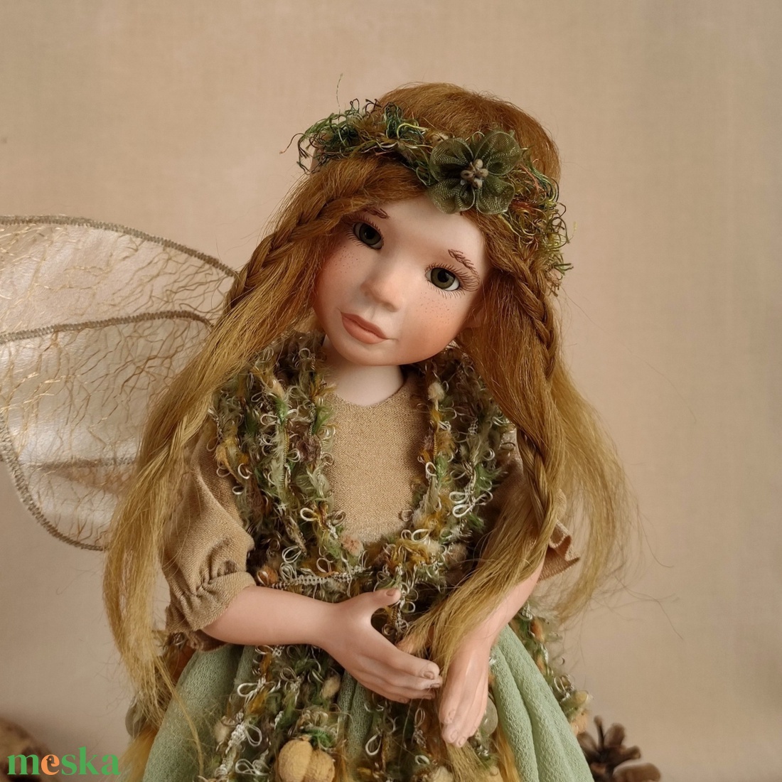 LARA - bájos nagy porcelán tündér, mozgatható - otthon & életmód - dekoráció - dísztárgy - Meska.hu