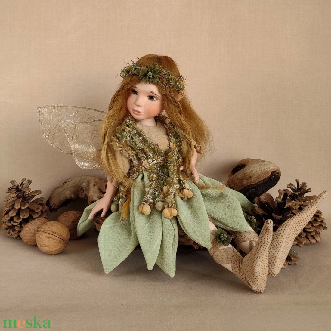 LARA - bájos nagy porcelán tündér, mozgatható - otthon & életmód - dekoráció - dísztárgy - Meska.hu