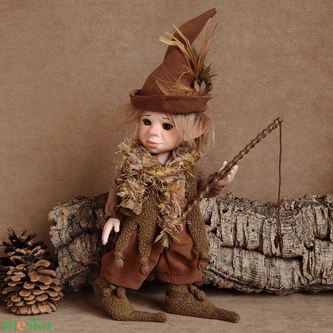 Horgász manó: DENTON - porcelán, mozgatható  - otthon & életmód - dekoráció - manók - Meska.hu