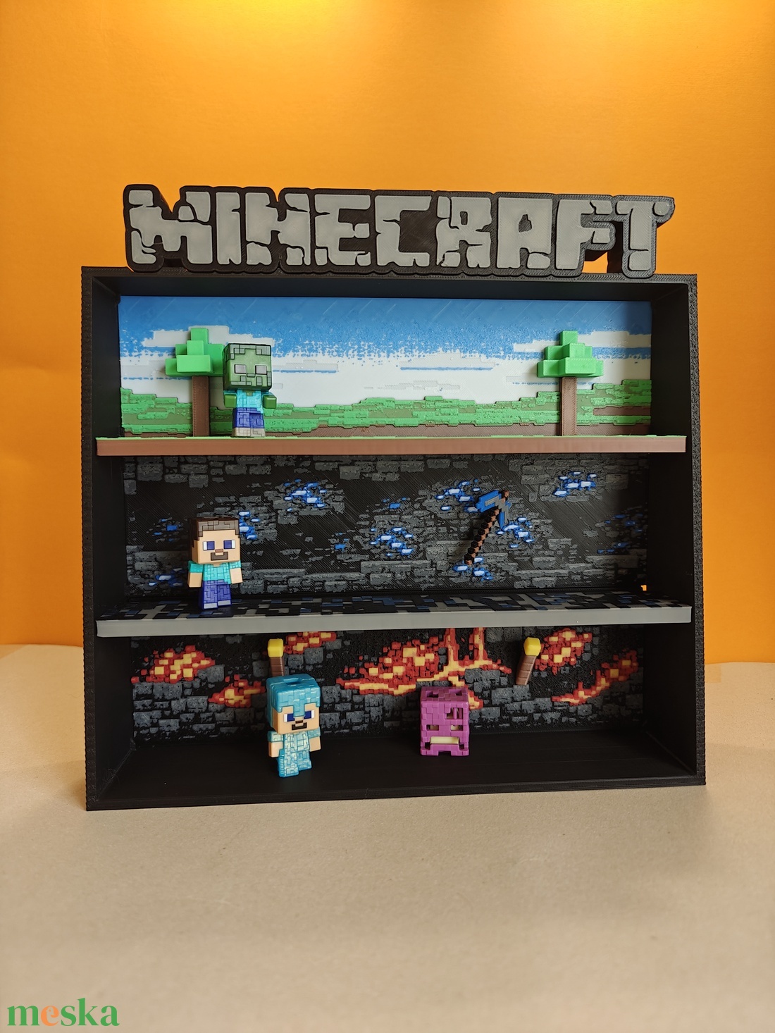 Minecraft Kinder Joy figurákhoz tartó állvány, polc - művészet - más gyűjtemények - Meska.hu