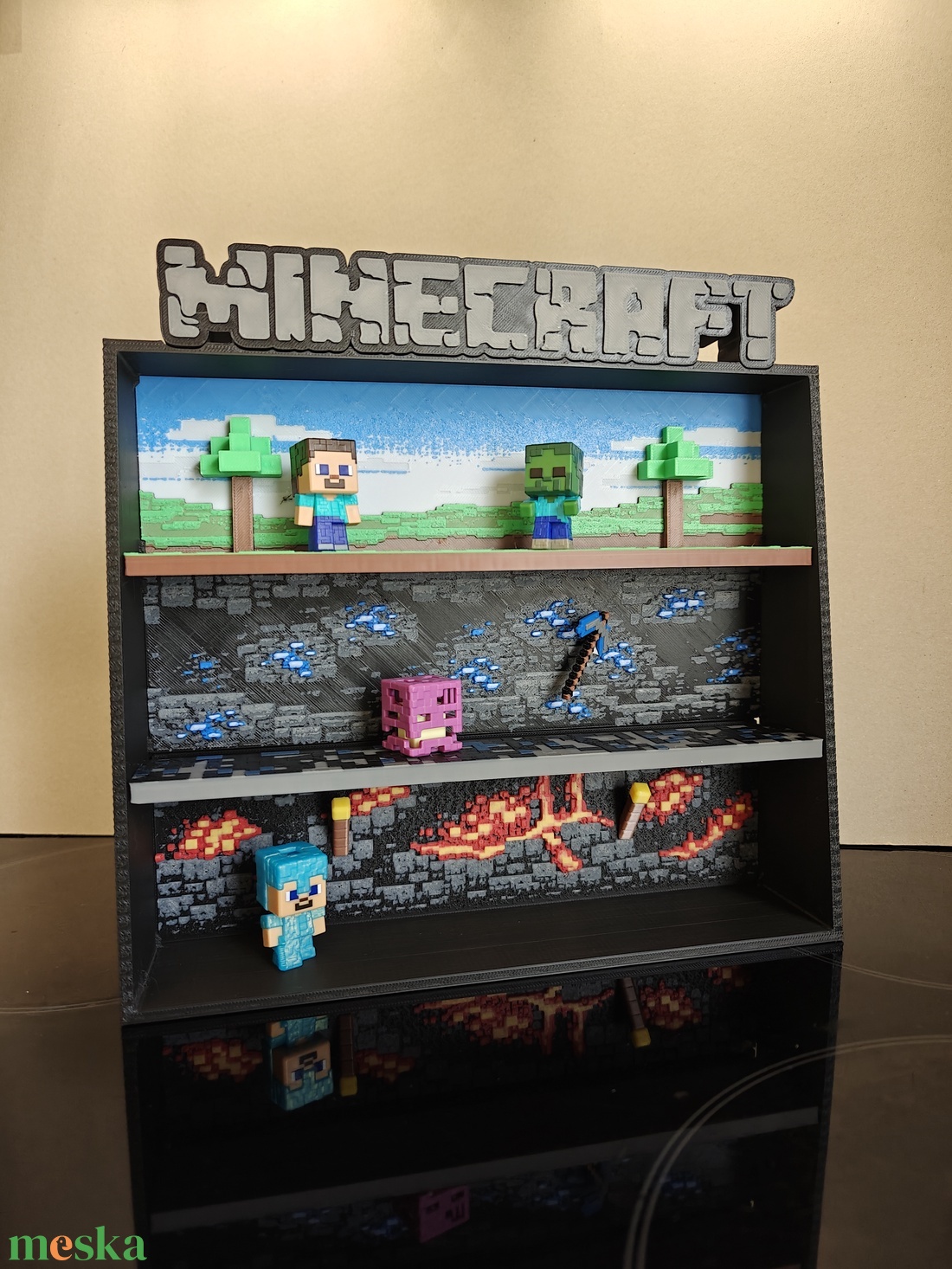 Minecraft Kinder Joy figurákhoz tartó állvány, polc - művészet - más gyűjtemények - Meska.hu