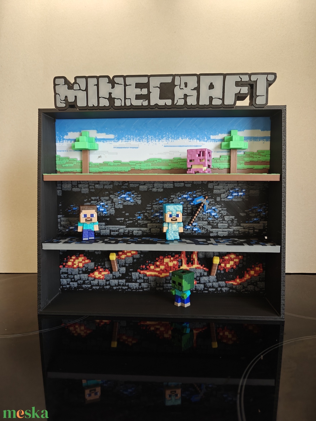 Minecraft Kinder Joy figurákhoz tartó állvány, polc - művészet - más gyűjtemények - Meska.hu