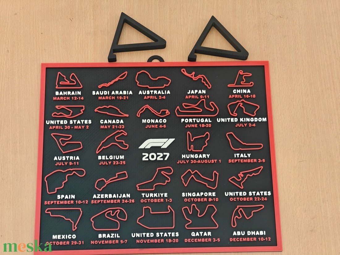 F1 Formula 1 2027 versenynaptár � fali és asztali dekoráció - otthon & életmód - dekoráció - asztal és polc dekoráció - asztaldísz - Meska.hu