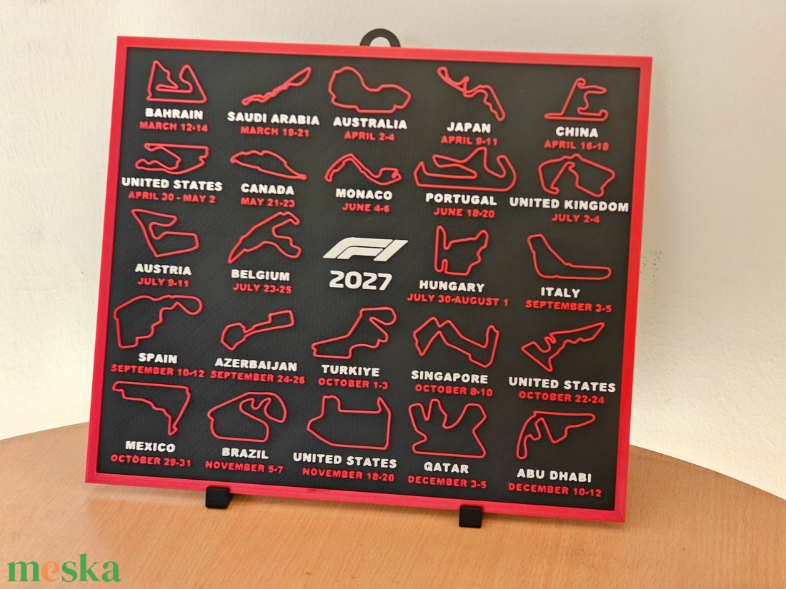 F1 Formula 1 2027 versenynaptár � fali és asztali dekoráció - otthon & életmód - dekoráció - asztal és polc dekoráció - asztaldísz - Meska.hu