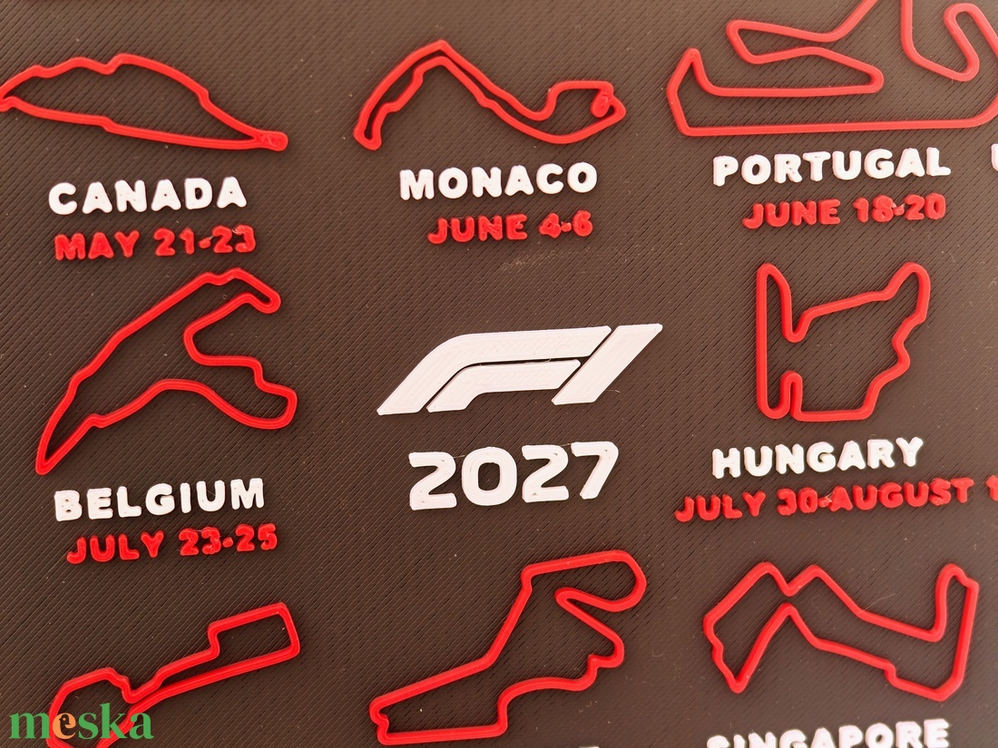 F1 Formula 1 2027 versenynaptár � fali és asztali dekoráció - otthon & életmód - dekoráció - asztal és polc dekoráció - asztaldísz - Meska.hu