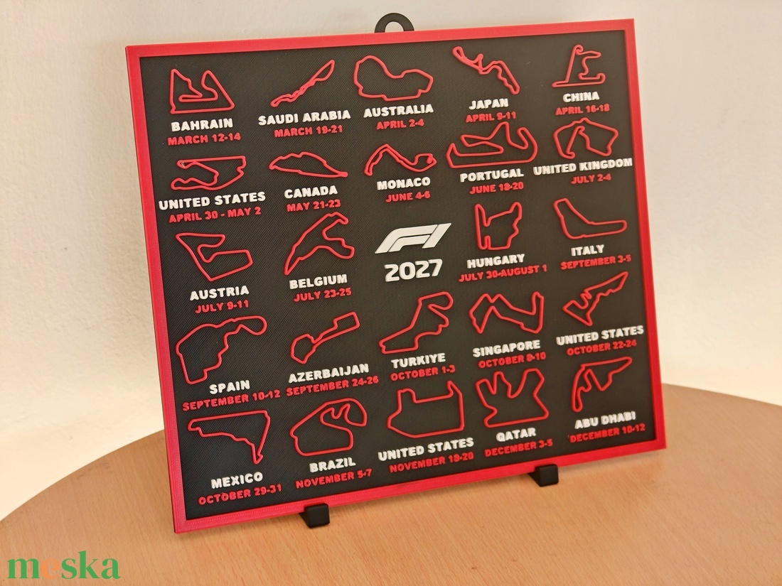 F1 Formula 1 2027 versenynaptár � fali és asztali dekoráció - otthon & életmód - dekoráció - asztal és polc dekoráció - asztaldísz - Meska.hu