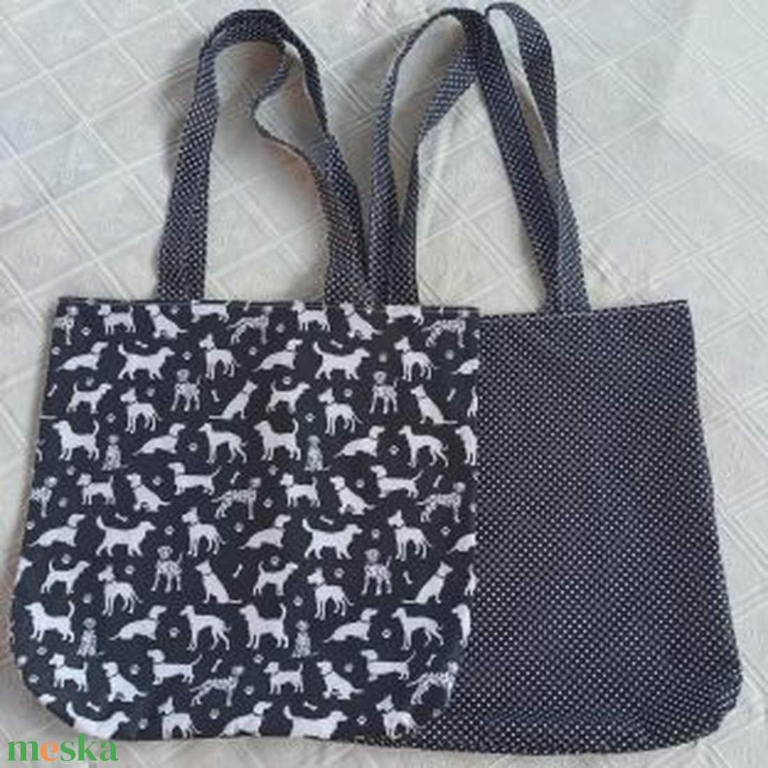 Kutyás-pöttyös kifordítható táska - táska & tok - bevásárlás & shopper táska - shopper, textiltáska, szatyor - Meska.hu