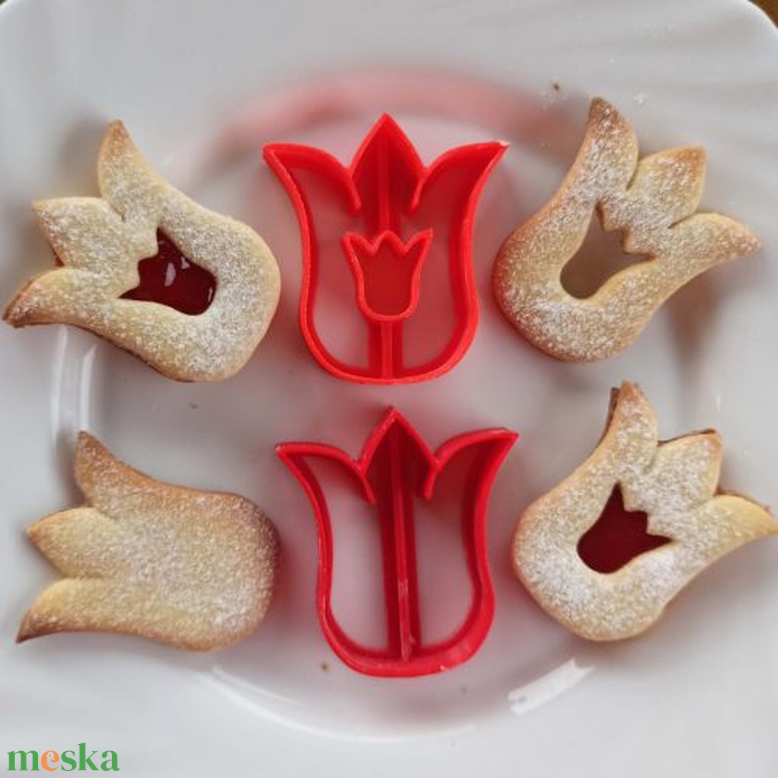 Tulipán linzerkiszúró (kétrészes) - otthon & életmód - konyhafelszerelés, tálalás - sütés, főzés - sütikiszúró - Meska.hu