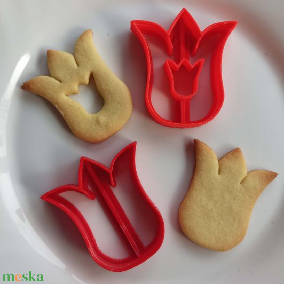 Tulipán linzerkiszúró (kétrészes) - otthon & életmód - konyhafelszerelés, tálalás - sütés, főzés - sütikiszúró - Meska.hu