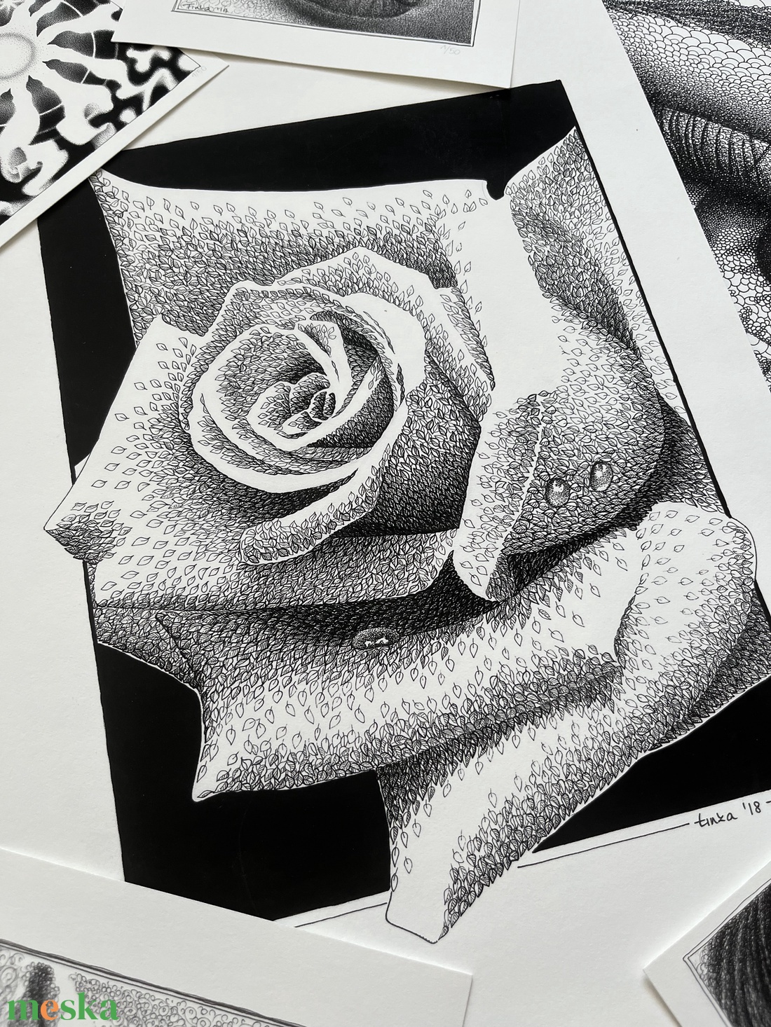 One Rose / tollrajz -giclée nyomat - művészet - grafika & illusztráció - egyéb rajzok - Meska.hu