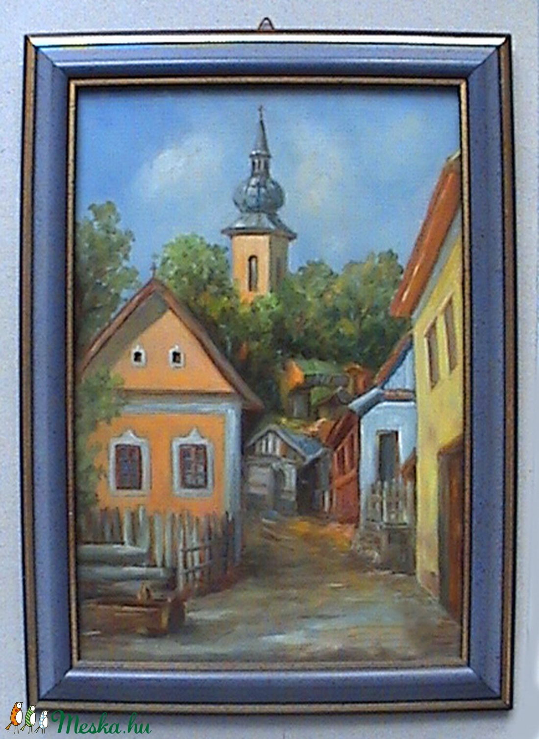 Olajfestmény, címe Szentendrei utca, 22x29cm, bekeretezve - művészet - festmény - olajfestmény - Meska.hu