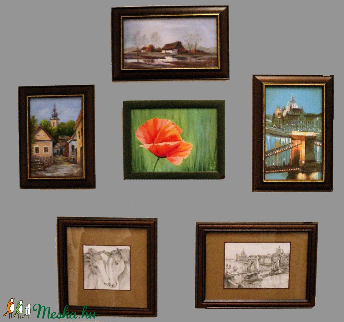 Olajfestmény, címe Szentendrei utca, 22x29cm, bekeretezve - művészet - festmény - olajfestmény - Meska.hu