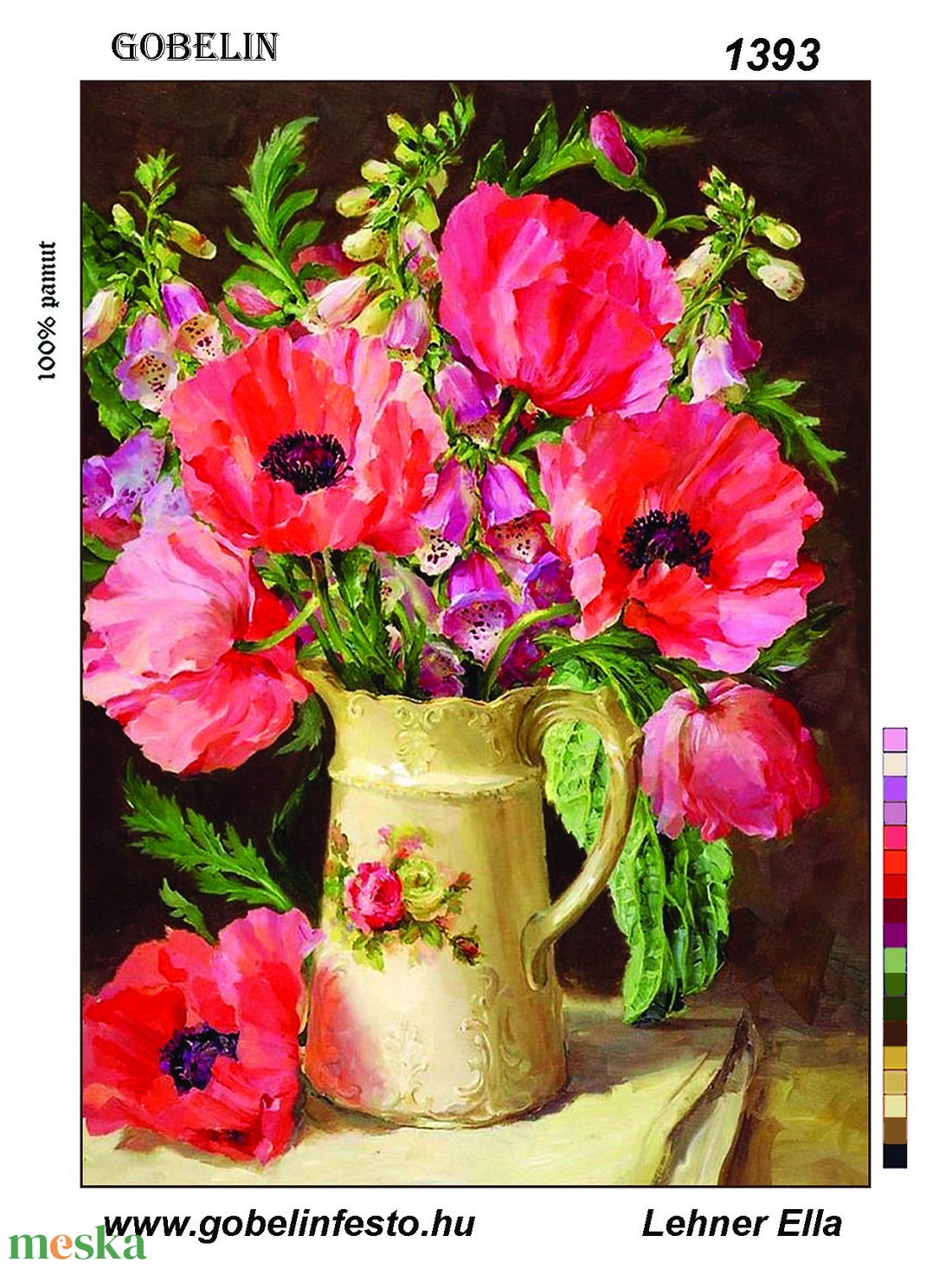 Előfestett gobelin alap - Pipacsok - művészet - textilkép - gobelin - Meska.hu