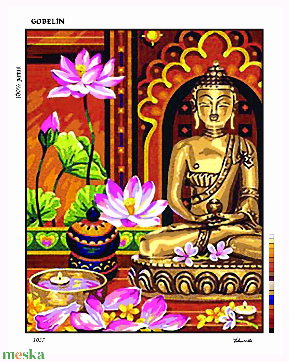 Előfestett gobelin alap - Buddha - kellékek & szerszámok - dekorációs kellékek - Meska.hu