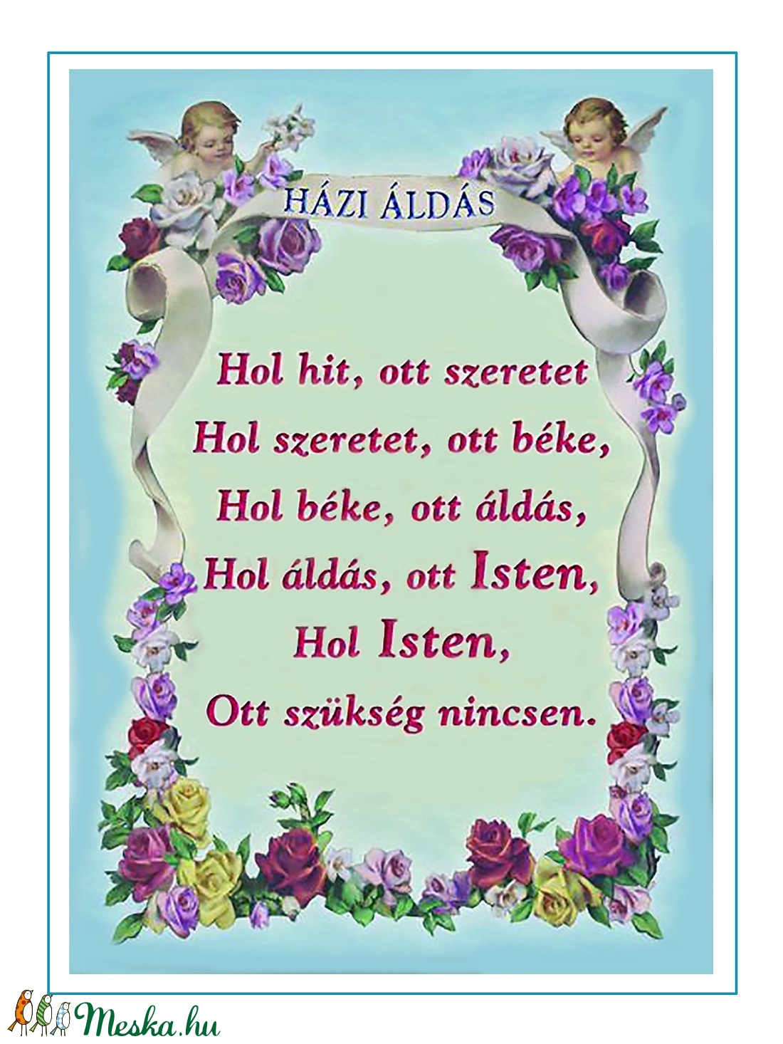 Házi áldás - festett gobelin alap - kellékek & szerszámok - Meska.hu Házi áldás - festett gobelin alap - kellékek & szerszámok - Meska.hu