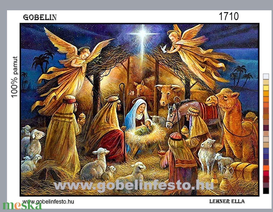 Jézus születése gobelin alapon - művészet - textilkép - gobelin - Meska.hu