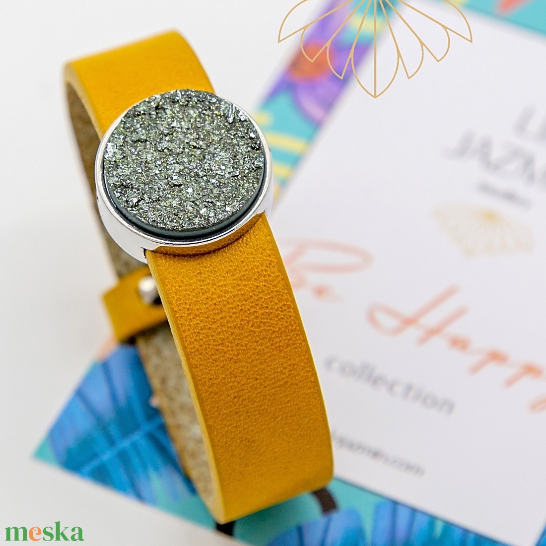 Be Happy bőr karkötő - Yellow and green - silver - ékszer - karkötő - charm karkötő - Meska.hu Be Happy bőr karkötő - Yellow and green - silver - ékszer - karkötő - charm karkötő - Meska.hu