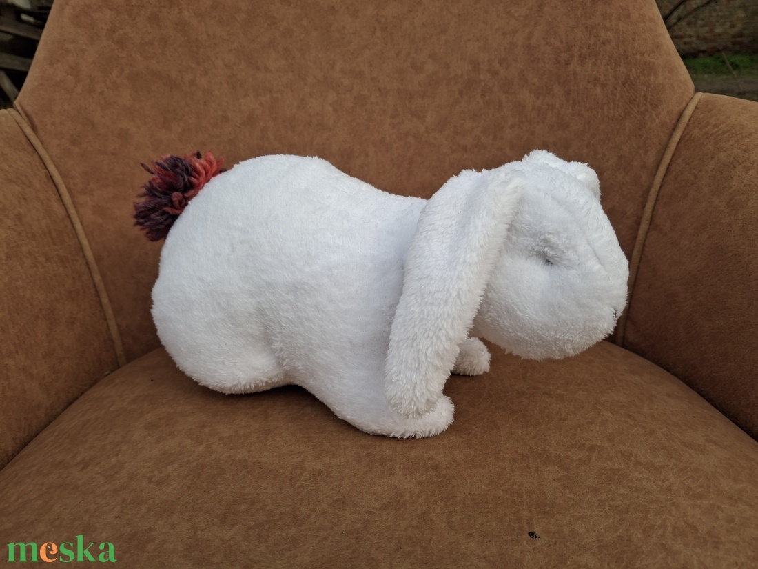 Plüss nagy nyuszi fehér-tarka - játék & sport - plüssállat & játékfigura - nyuszi - Meska.hu