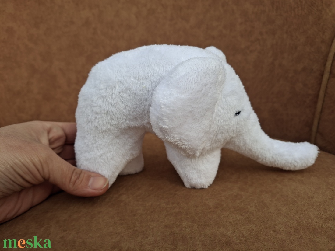 Plüss közepes elefánt fehér  - játék & sport - plüssállat & játékfigura - elefánt - Meska.hu
