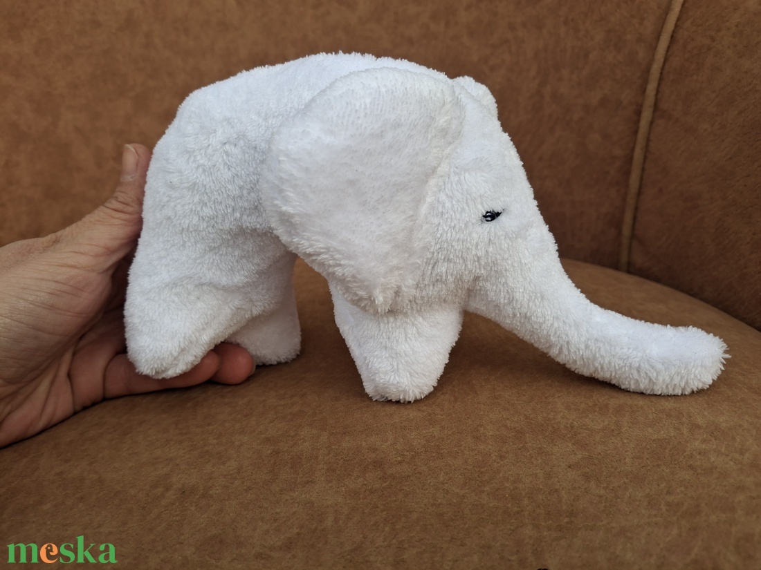 Plüss közepes elefánt fehér  - játék & sport - plüssállat & játékfigura - elefánt - Meska.hu