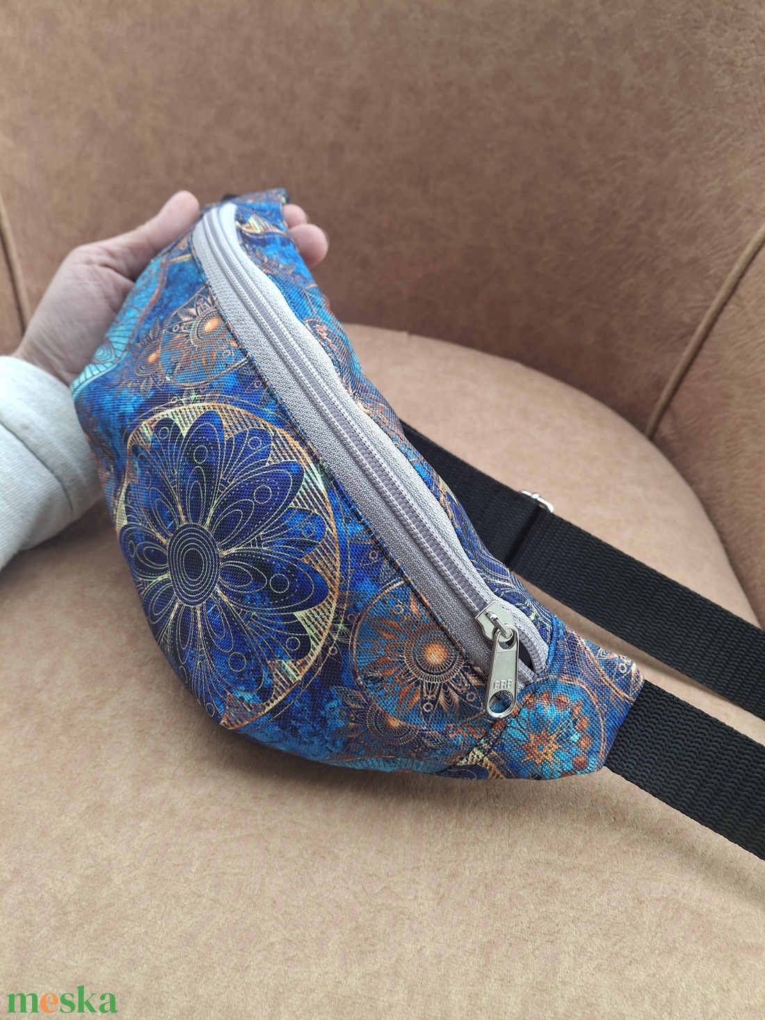 Övtáska egyterű kék arany - táska & tok - övtáska - Meska.hu