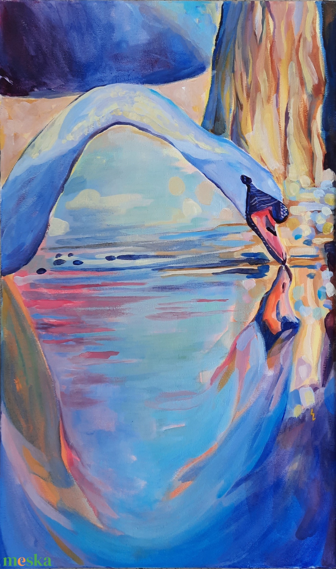 Hattyúdal - akril festmény - művészet - festmény - akril - Meska.hu