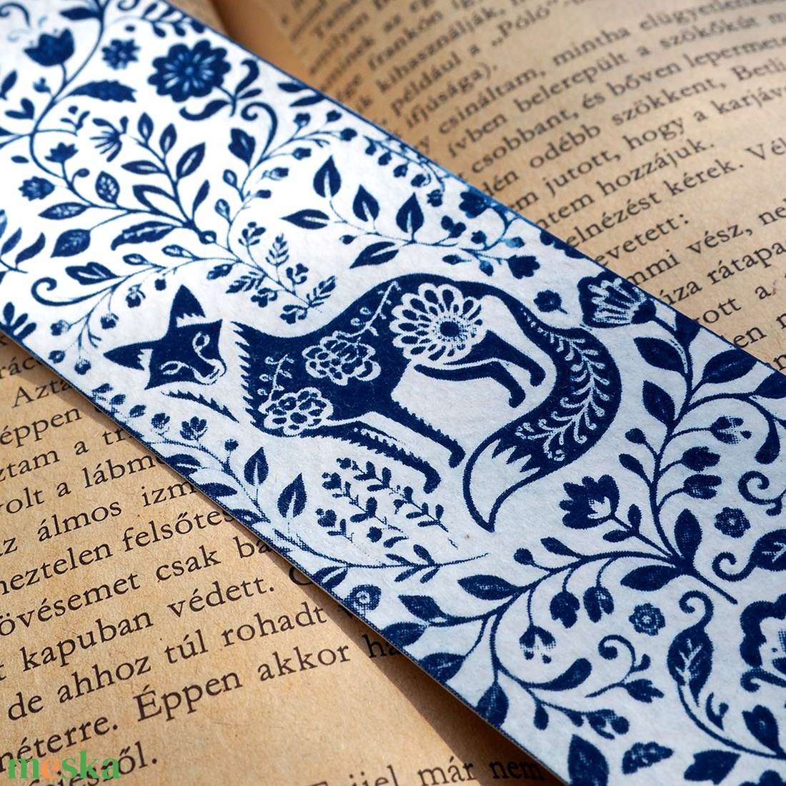 Róka � Kézzel készült cianotípia könyvjelző (5x15 cm) - könyv & zene - könyvjelző - Meska.hu