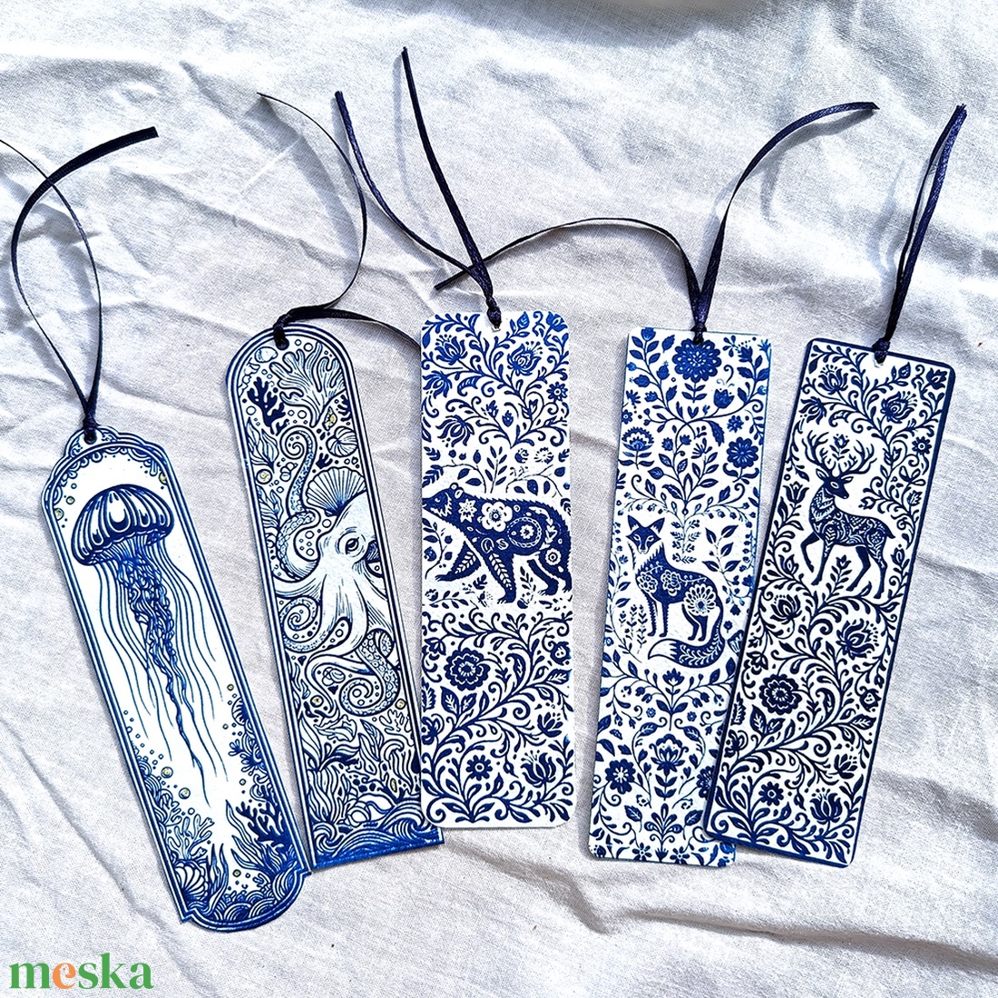 Róka � Kézzel készült cianotípia könyvjelző (5x15 cm) - könyv & zene - könyvjelző - Meska.hu