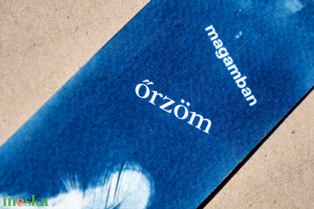 Útjelző � magamban őrzöm cianotípia könyvjelző (5x15 cm) - könyv & zene - könyvjelző - Meska.hu