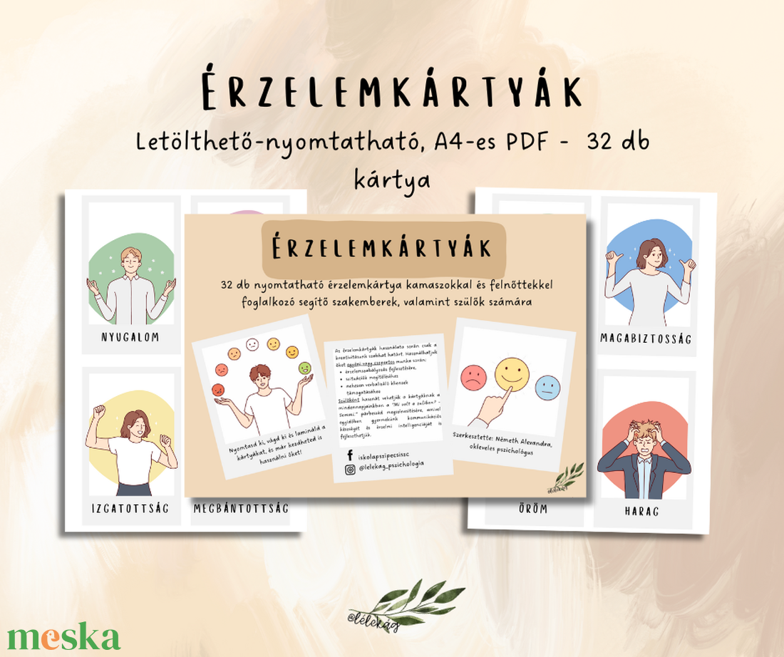 Letölthető-nyomtatható érzelemkártyák - játék & sport - készségfejlesztő és logikai játék - memória játékok - Meska.hu
