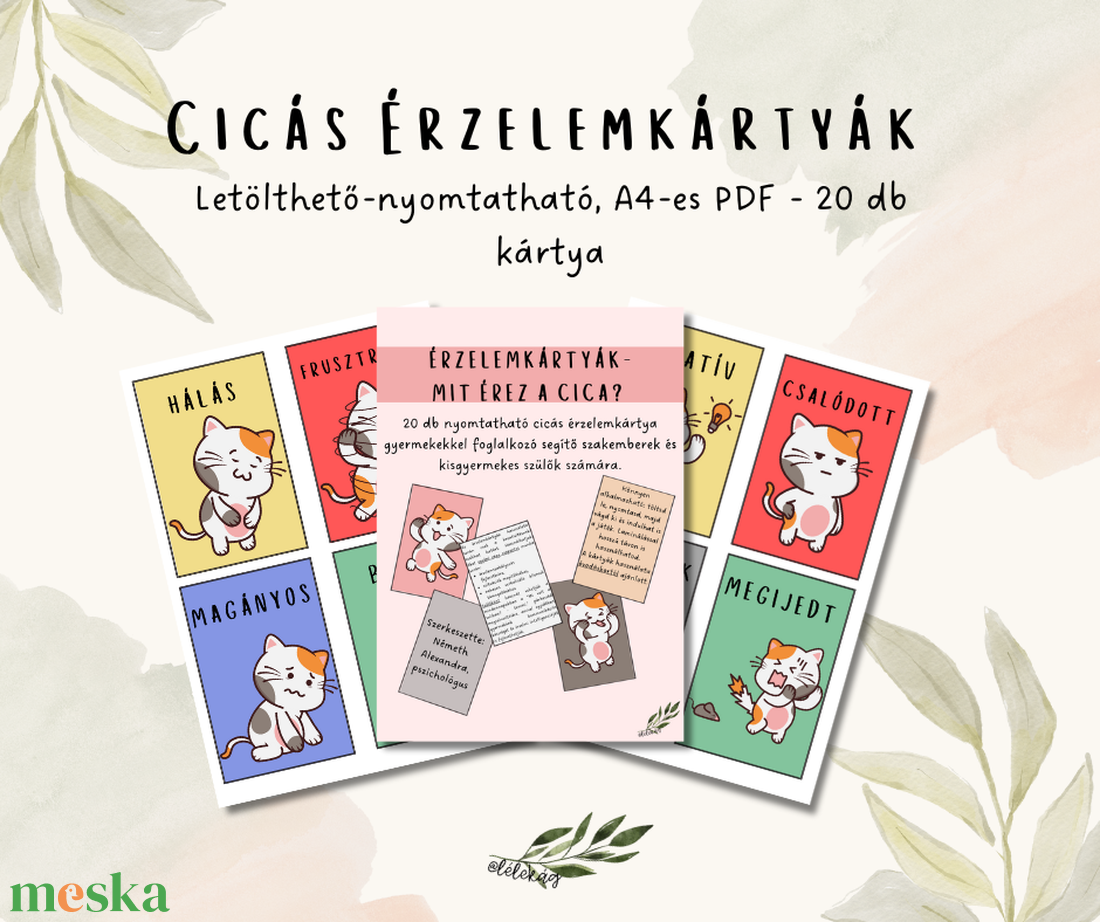 Letölthető-nyomtatható cicás érzelemkártyák - játék & sport - készségfejlesztő és logikai játék - logikai játékok - Meska.hu