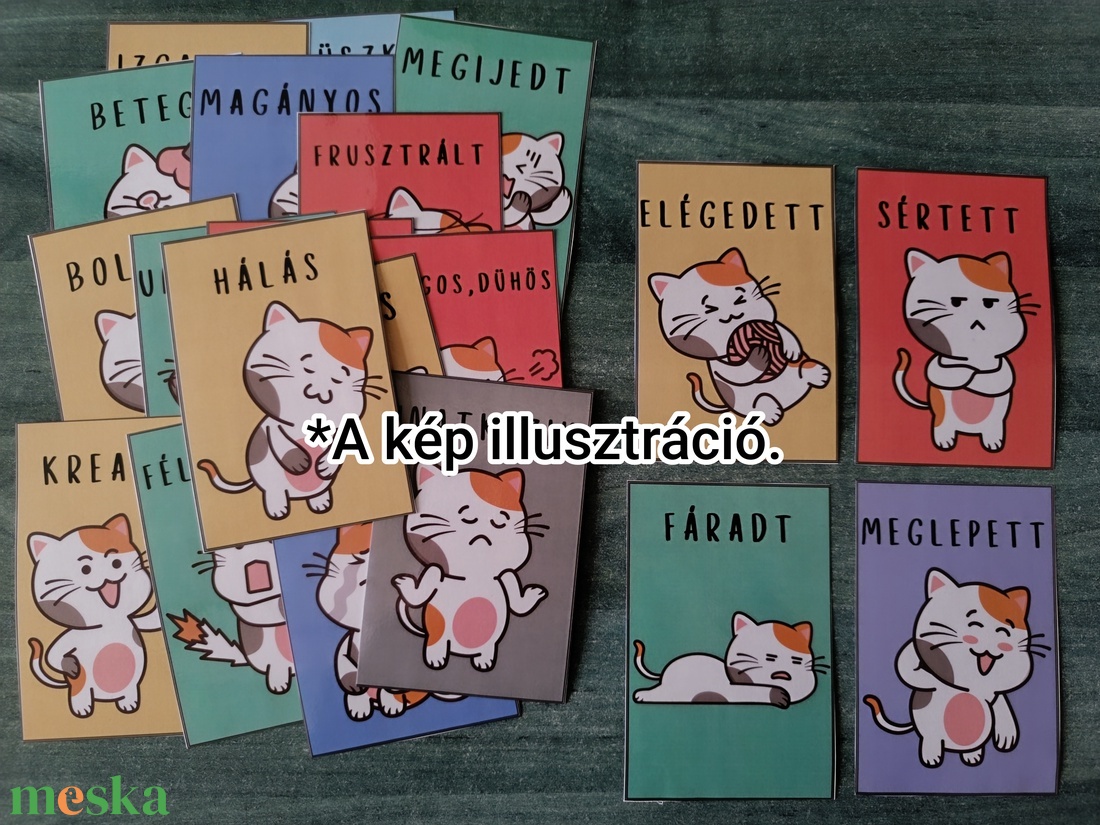 Letölthető-nyomtatható cicás érzelemkártyák - játék & sport - készségfejlesztő és logikai játék - logikai játékok - Meska.hu