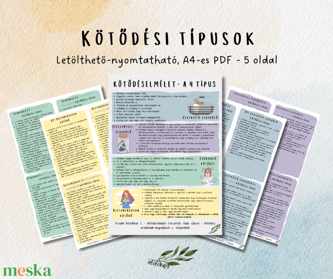 Letölthető-nyomtatható segédlet - kötődési típusok - művészet - grafika & illusztráció - digitális - Meska.hu