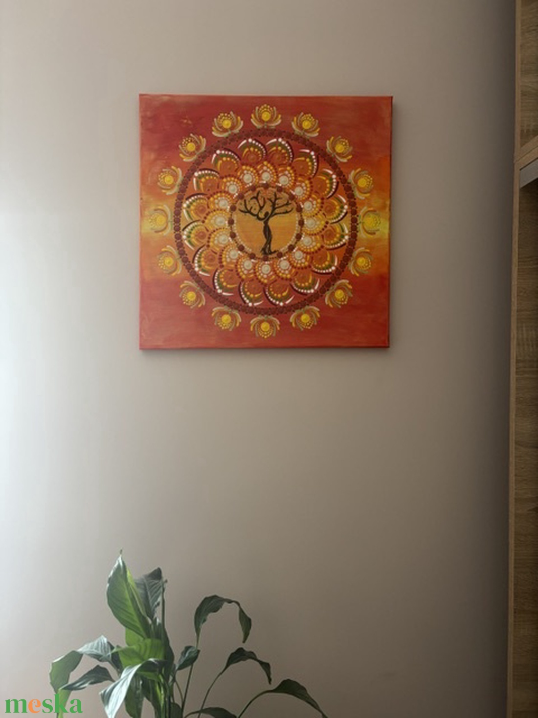 Életfa energia-mandala pontfestéssel � Egyedi, kézzel festett akril falikép (50x50 cm) - otthon & életmód - dekoráció - spiritualitás - mandala - Meska.hu