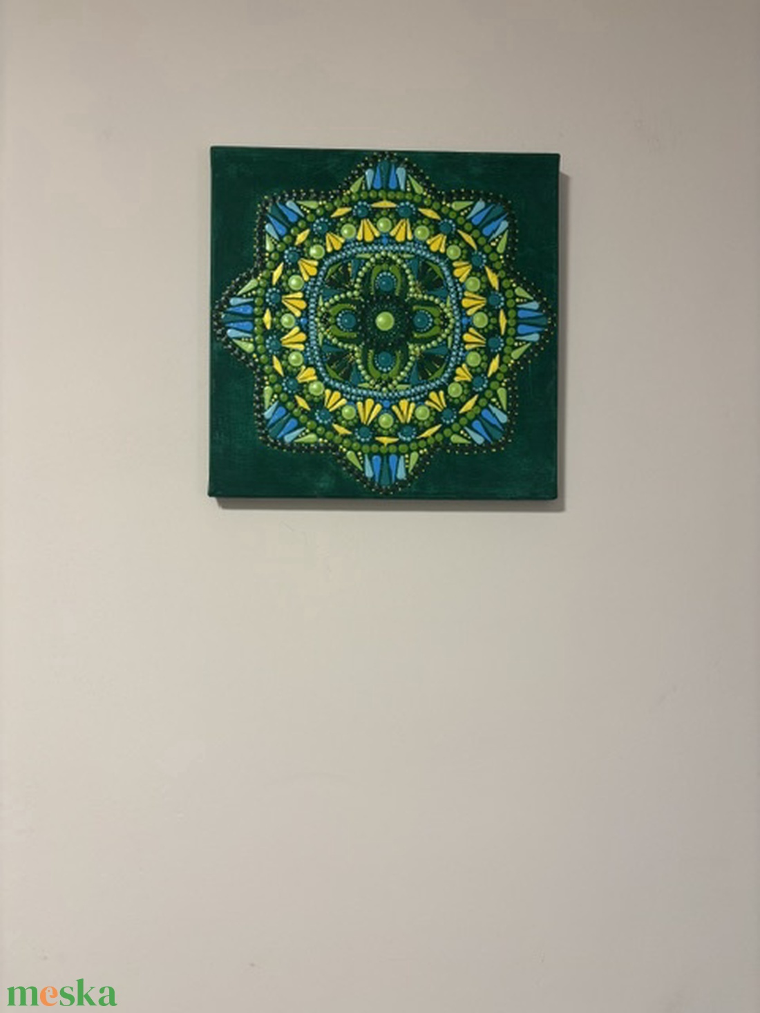Smaragd Ragyogás nyolcágú energia-mandala pontfestéssel � Kézzel festett akril falikép (30x30 cm) - otthon & életmód - dekoráció - spiritualitás - mandala - Meska.hu