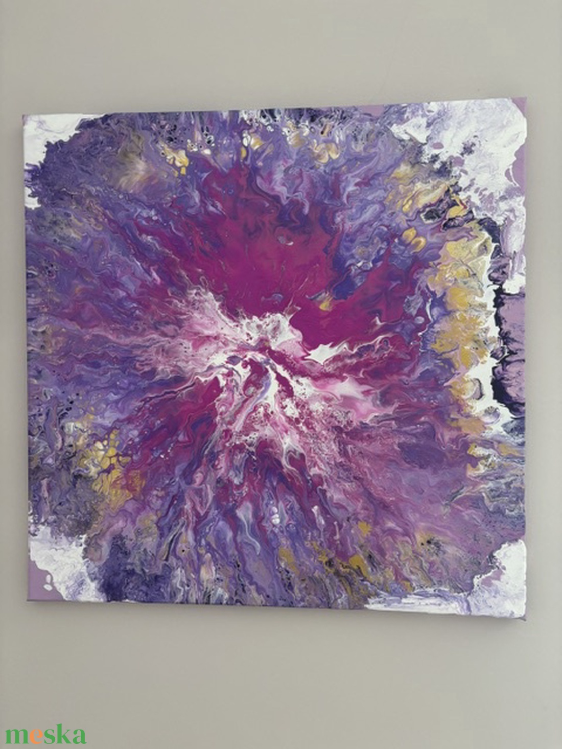 Kozmikus Robbanás absztrakt fluid art kép � Egyedi, kézzel festett akril falikép arany pigmentekkel (50x50 cm) - művészet - festmény - festmény vegyes technika - Meska.hu