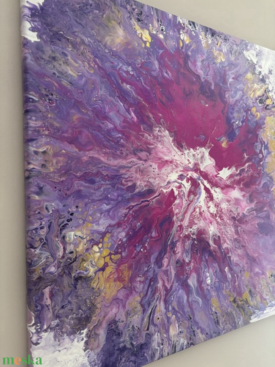 Kozmikus Robbanás absztrakt fluid art kép � Egyedi, kézzel festett akril falikép arany pigmentekkel (50x50 cm) - művészet - festmény - festmény vegyes technika - Meska.hu
