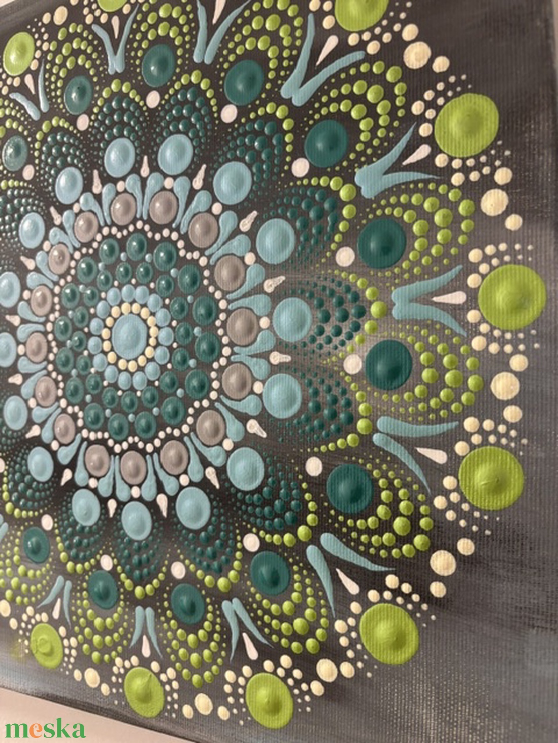 Menta és Smaragd harmónia energia-mandala pontfestéssel � Kézzel festett akril falikép (30x30 cm) - otthon & életmód - dekoráció - spiritualitás - mandala - Meska.hu