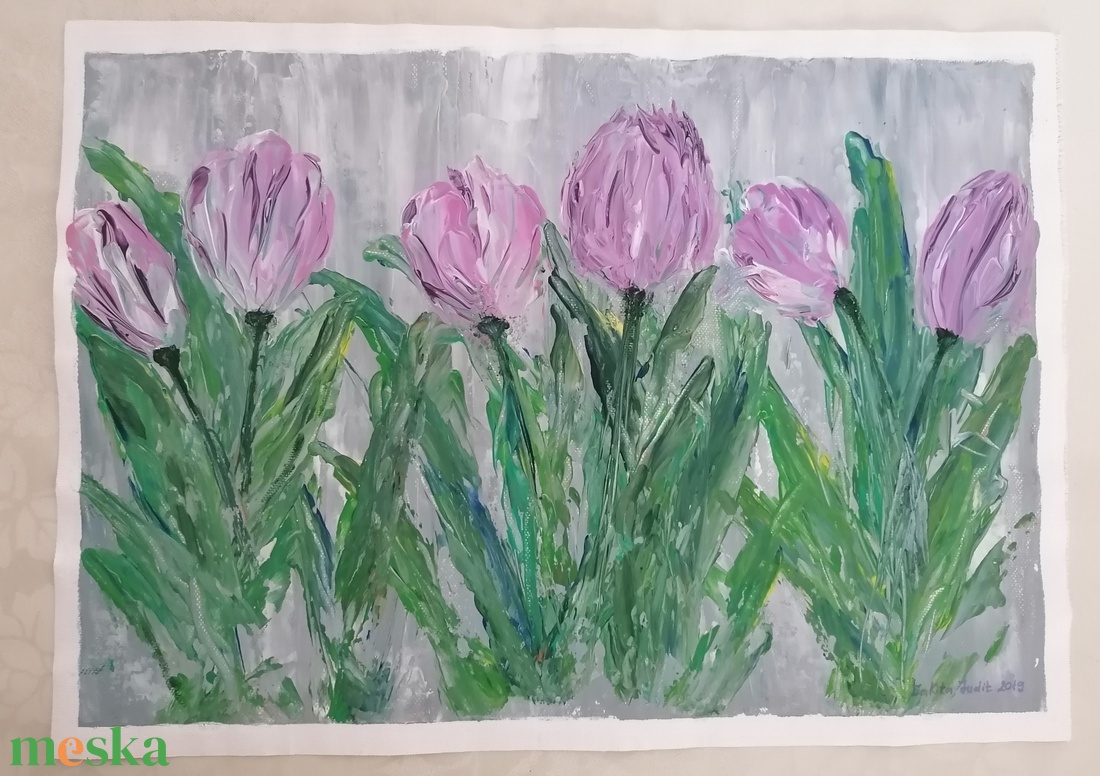 Lila tulipánok - művészet - festmény - akril - Meska.hu Lila tulipánok - művészet - festmény - akril - Meska.hu