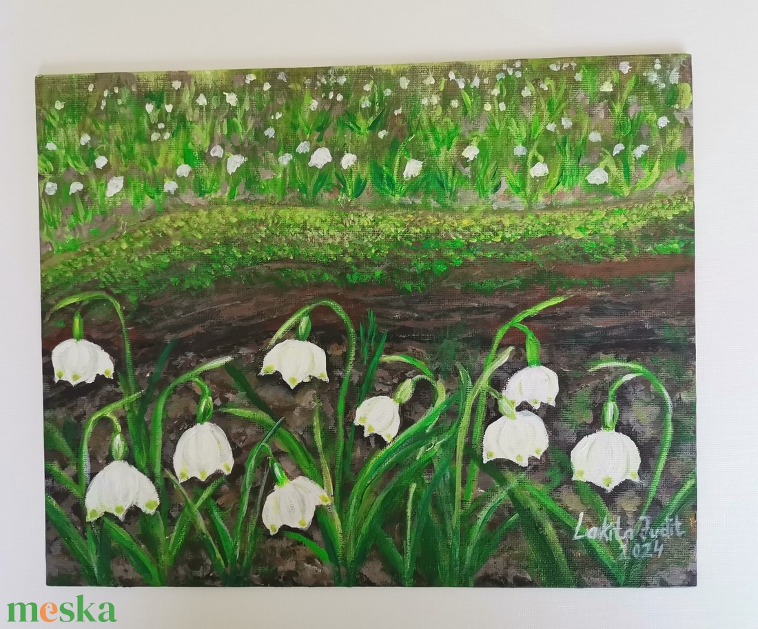 Tavaszi Tőzike virágzás a Fertő-Hanság Nemzeti Parkban - művészet - festmény - akril - Meska.hu