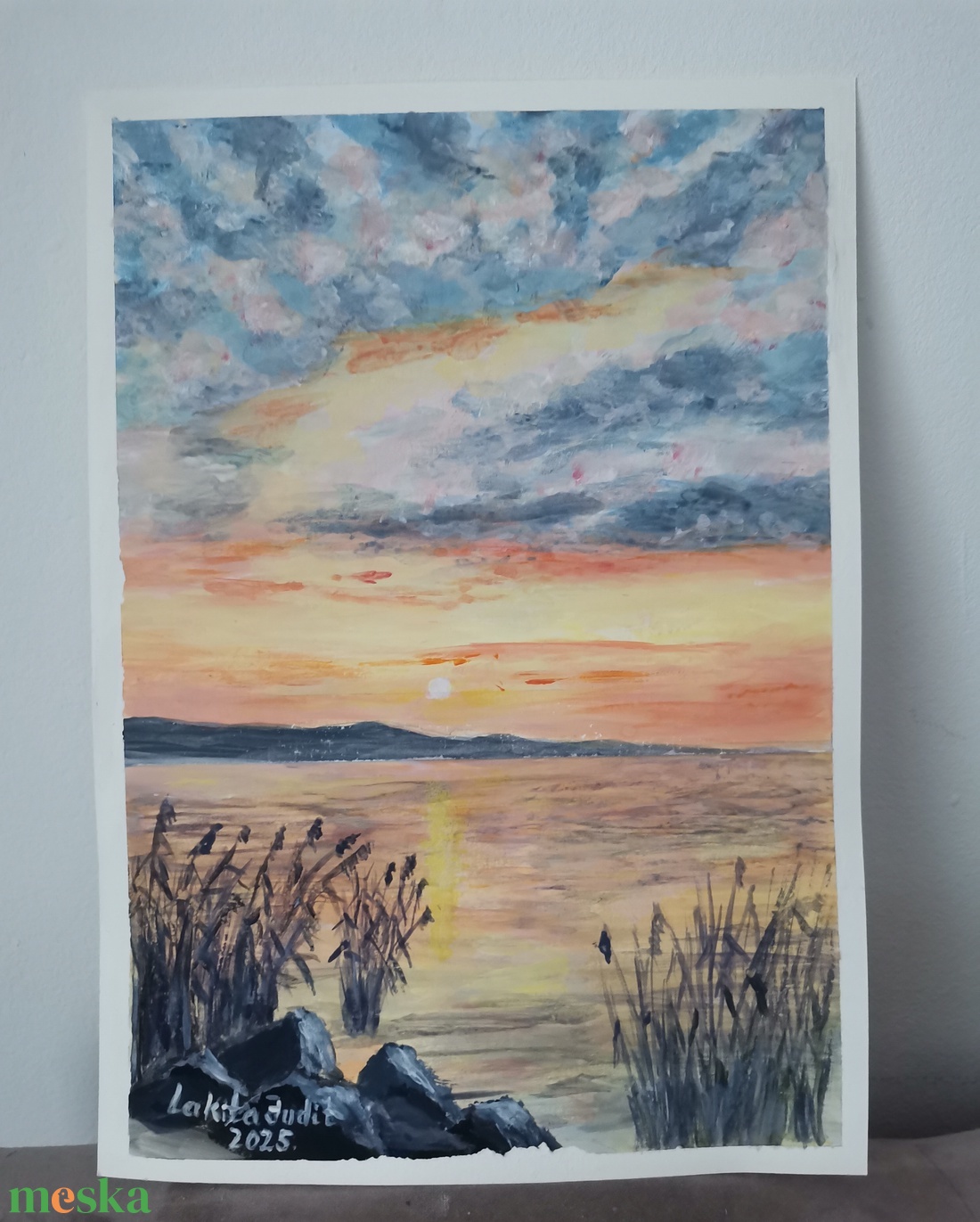Naplemente a Balatonnál - művészet - festmény - akril - Meska.hu