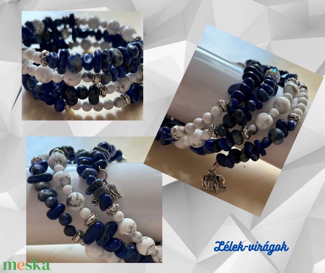 Lapis lazuli és howlit többsoros karkötő  - ékszer - karkötő - gyöngyös karkötő - Meska.hu