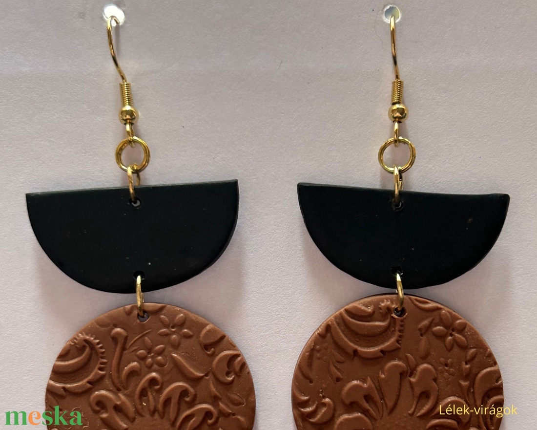Barna és fekete polymer clay fülbevaló - ékszer - fülbevaló - lógó fülbevaló - Meska.hu Barna és fekete polymer clay fülbevaló - ékszer - fülbevaló - lógó fülbevaló - Meska.hu