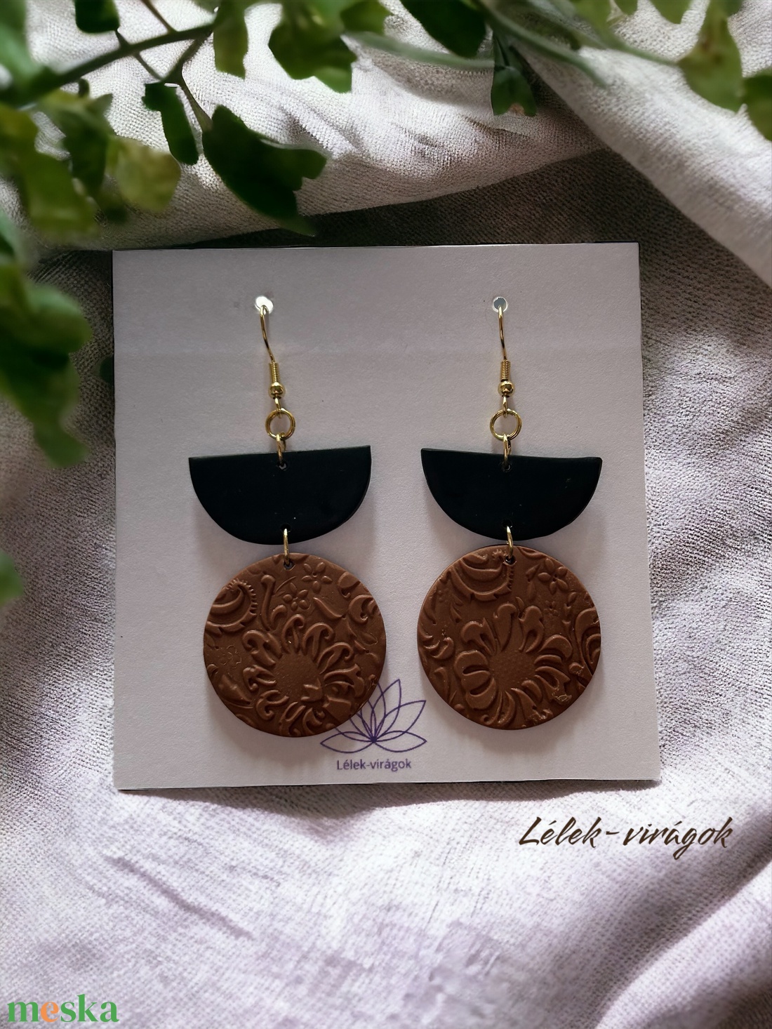 Barna és fekete polymer clay fülbevaló - ékszer - fülbevaló - lógó fülbevaló - Meska.hu Barna és fekete polymer clay fülbevaló - ékszer - fülbevaló - lógó fülbevaló - Meska.hu